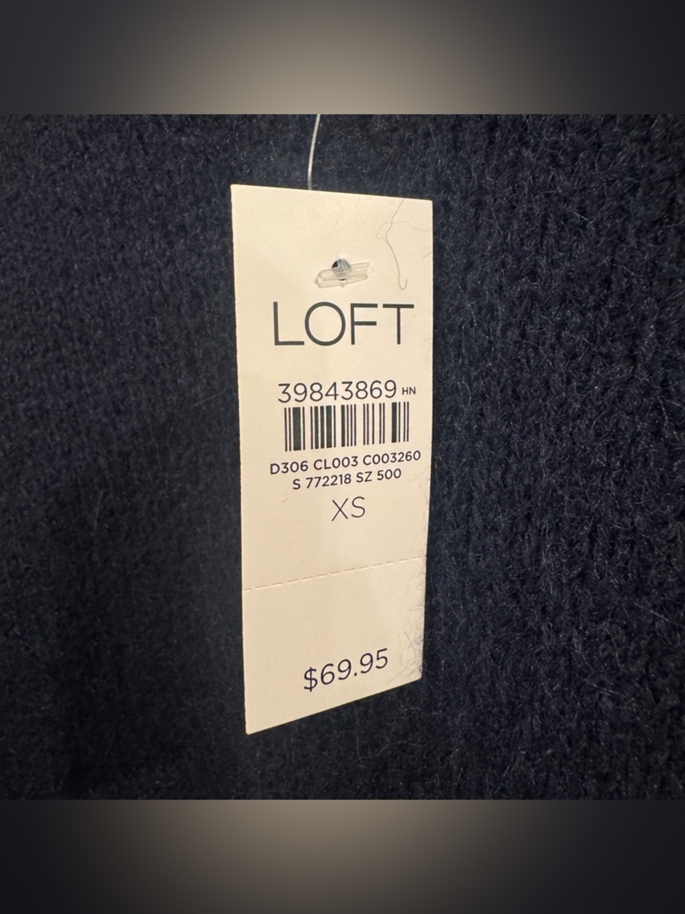 LOFT Ribtrim Relaxed V-Neck Sweater Navy Blue Women’s Size XS New - Picture 4 of 6